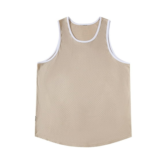 Men's Tank Tops Qiggri Men's Solid Color Casual Fitness Sport Permeability Round Neck Tank Top Mens Workout Tank Tops