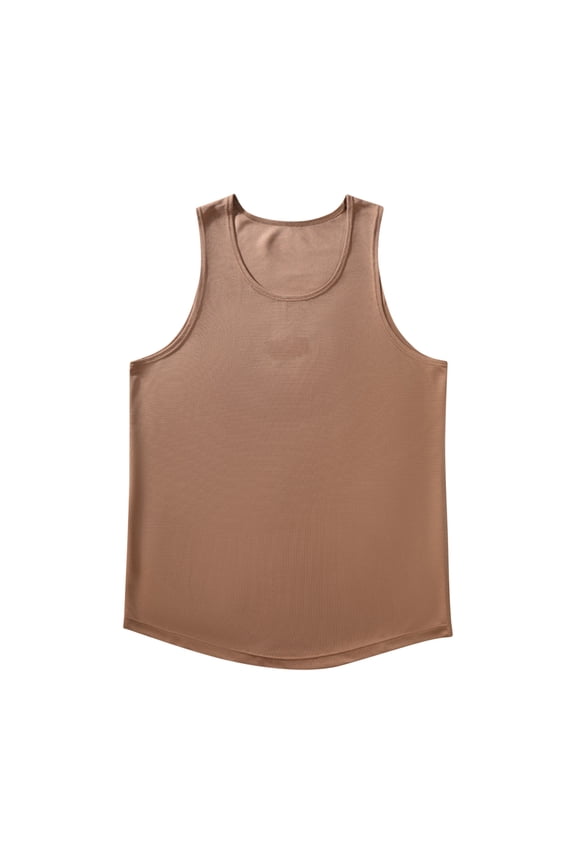 Men's Tank Tops Qiggri Men's Solid Color Casual Fitness Sport Permeability Round Neck Tank Top Mens Workout Tank Tops