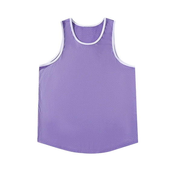 Men's Tank Tops Qiggri Men's Solid Color Casual Fitness Sport Permeability Round Neck Tank Top Mens Workout Tank Tops