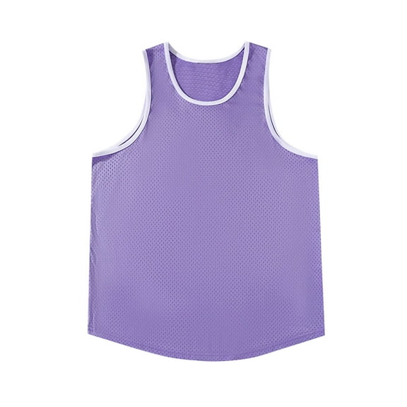 Men's Tank Tops Qiggri Men's Solid Color Casual Fitness Sport Permeability Round Neck Tank Top Mens Workout Tank Tops