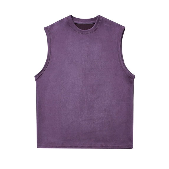 Men's Tank Tops Qiggri Men's Vintage Solid Color Casual Fitness Sport Permeability Round Neck Tank Top Mens Workout Tank Tops