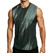 Mens Tank Tops Quick Dry Workout Swim Beach Shirts Athletic Sleeveless Shirts Stripe Black M15 L