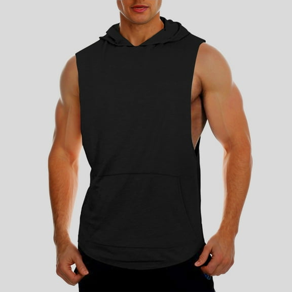 Men's Tank Tops Shirt Sleeveless Hoodie Fitness Hoodie