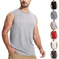 thumbnail image 1 of Men's Tank Tops Solid Color Exercise Close Fitting High Resilience Round Neck Fitness Short Sleeved Top Summer Sleeveless T Shirts for Men, 1 of 4