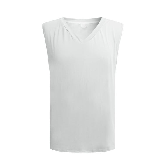 Men's Tank Tops Solid Color Loose V Neck Casual Sleeveless Vest T-Shirts Streetwear