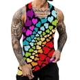 thumbnail image 1 of Men's Tank Tops Spring Festive Carnival Sleeveless Heart Print O Neck Vest T-Shirts Daily-Wear, 1 of 4