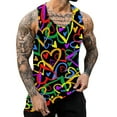 thumbnail image 1 of Men's Tank Tops Spring Festive Carnival Sleeveless Heart Print O Neck Vest Tshirts Sportwear, 1 of 4