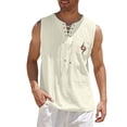 thumbnail image 1 of Men's Tank Tops Spring Summer Casual Sports Sleeveless Cotton Linen Painting Fitness Muscle Shirts for Men, 1 of 4