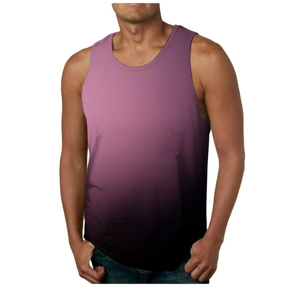 Men's Tank Tops Summer Print Tank Top Casual Sports Sleeveless Round Neck T Shirt Workout Tank Tops Gym Sleeveless Shirts Bodybuilding Muscle Tee Shirt