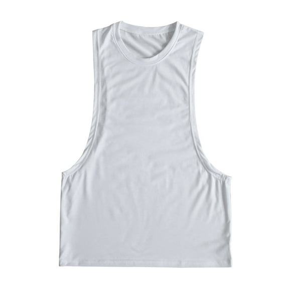 Men's Tank Tops Summer Solid Color Round Neck Sleeveless Fitness Sports Vest Loose Casual Streetwear,White,XXXXL Shirts