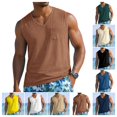 thumbnail image 1 of Men's Tank Tops Trendy Casual Sleeveless V Neck Tank Shirts Summer Wide Shoulder Strap Sports Running Basketball Regular Fit Vest Earthy Yellow 2XL, 1 of 7