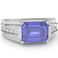 thumbnail image 1 of Men's Tanzanite Diamond Channel Ring In Solid 14k White Gold, 1 of 6
