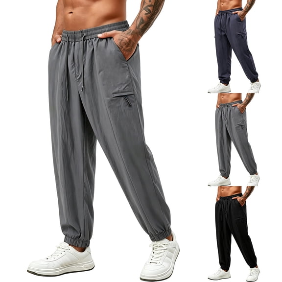 Men's Tapered Jogger Pants Quick Dry Sweatpants Elastic Waist Drawstring Hiking Running Workout Pants With Pockets