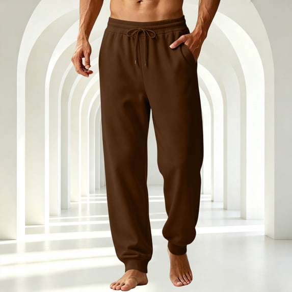 Men’s Tapered Sweatpants Fashion Streetwear Waist Elastic Drawstring Joggers Pants Athletic Workout Gym Pants with Pockets Coffee XXL