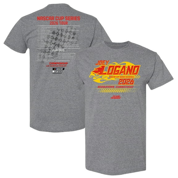Men's Team Penske  Heather Charcoal Joey Logano 2026 NASCAR Schedule T-Shirt