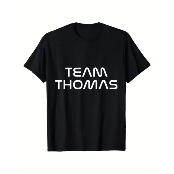 Men's Team for THOMAS Graphic T-Shirt - Bold FAMILY NAME Design, Black with White Lettering - All-Season Casual & Sports Shirt for Baseball, Casual Attire - Machine Washable