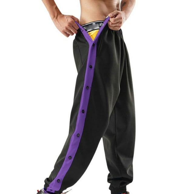 Men's Tear Away Basketball Pants High Split Snap Button Casual Post