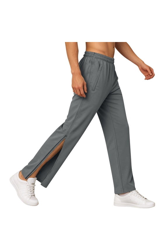 Men's Tear Away Pants Loose Fit Post Pants Breakaway Sweatpants Side Zip with Pockets Grey XL