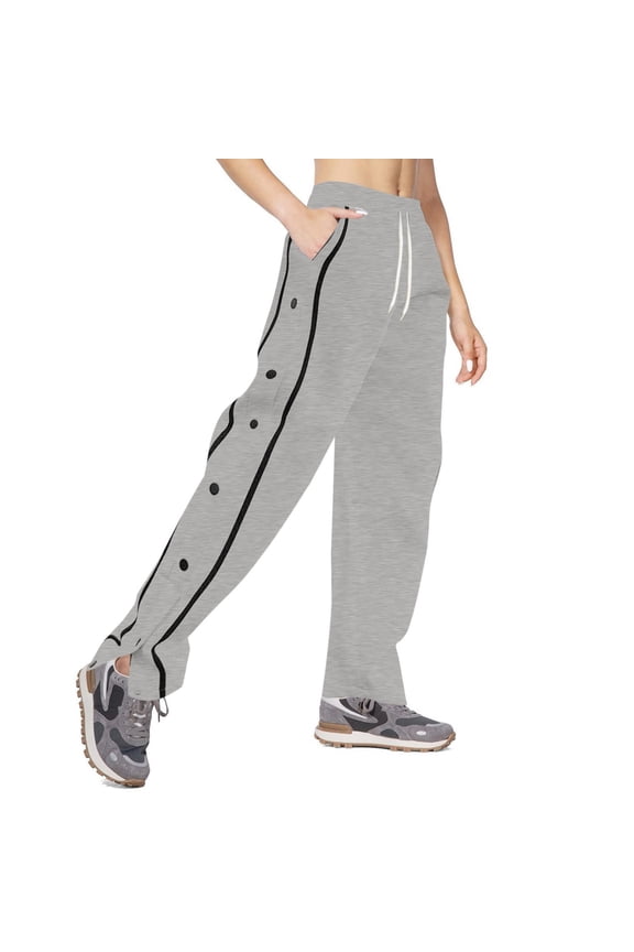 Men's Tear Away Pants Side Split Snap Open Bottom Sweatpants Breakaway Post Surgery Pants with Pockets