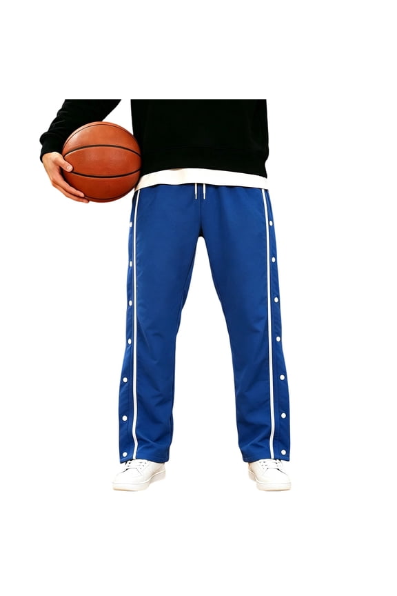 Men's Tear Away Sweatpants Loose Fit Snap Button Athletic Jogger Basketball Pants with Pockets Drawstring Elastic Waist Pants