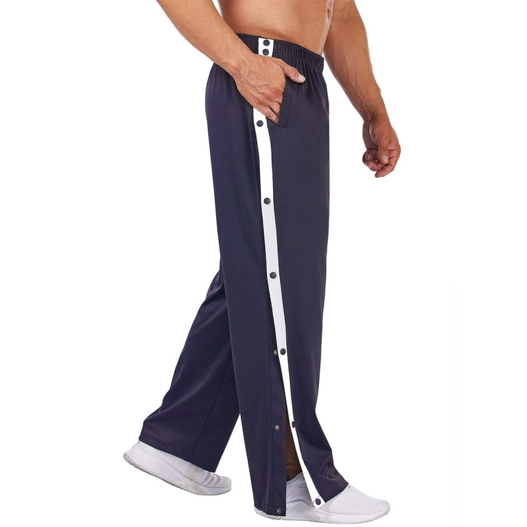 Men's Tearaway Pants Basketball Workout Sweatpants High Split Snap Button  Loose Post-Surgery Pants 