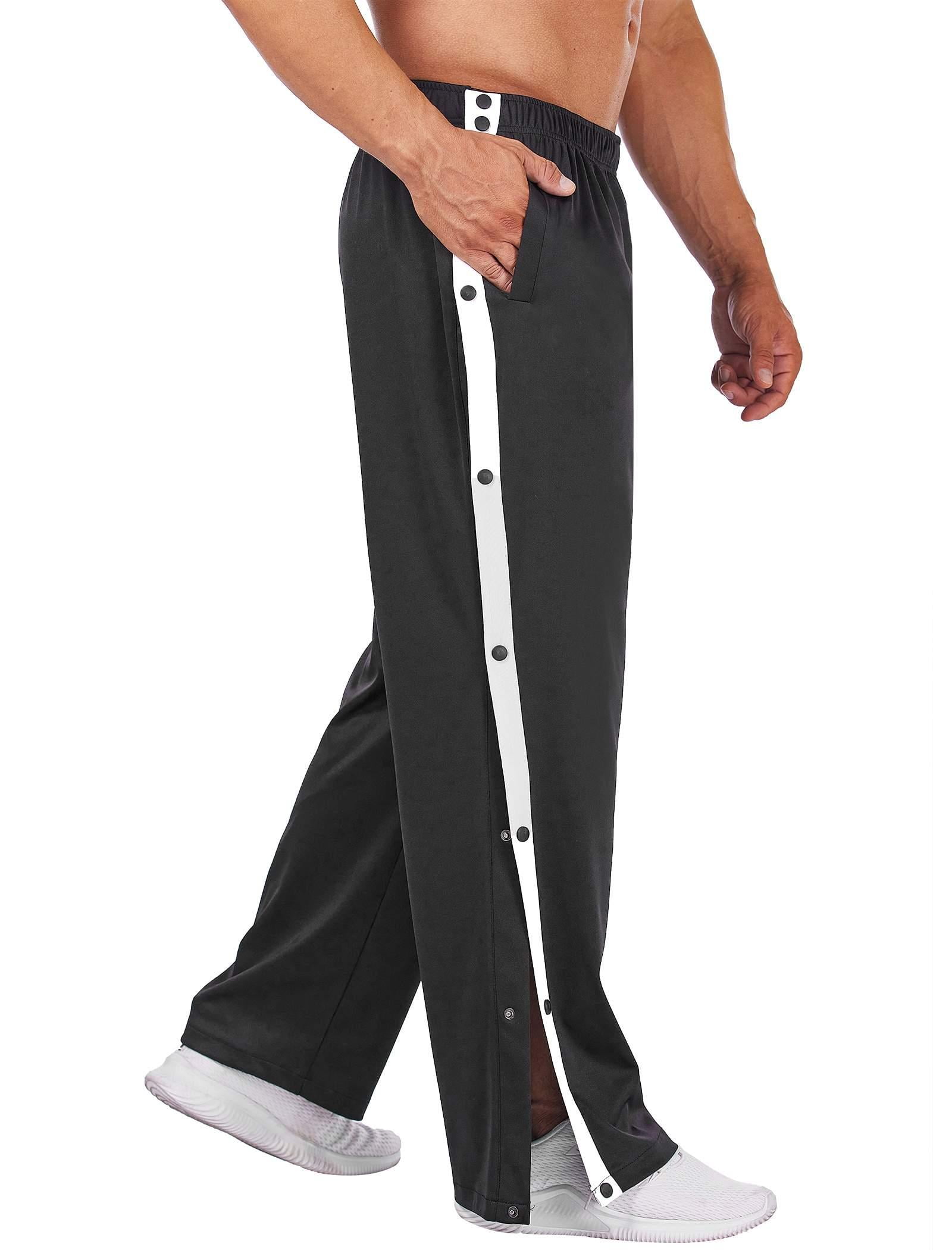 TECMIF Tear Away Basketball Pants High Split Snap Button Pants for Men Women Loose Fit Sweatpants Casual Workout