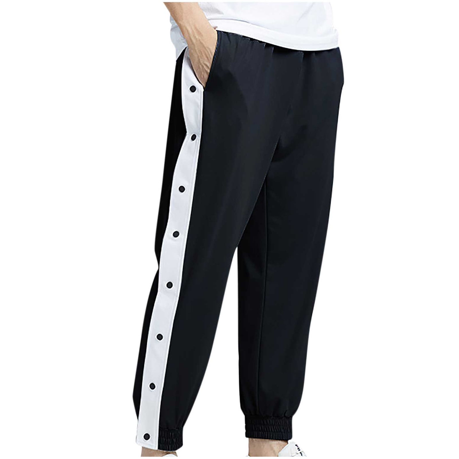 Men s Tearaway Sweatpants Basketball Jogger Pants High Split Snap Buttoned Casual Pants Trouser with Pockets