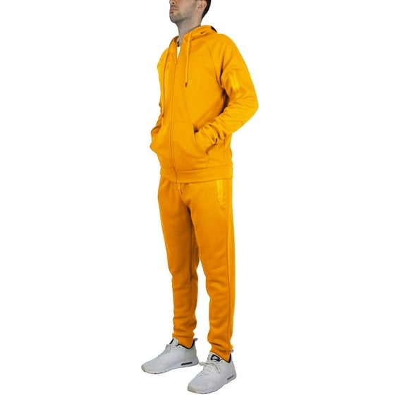 Men's Tech Fleece Hoodie & Jogger 2-Piece Matching Set With Heat Seal Zipper Design (Sizes, S to 4XL)