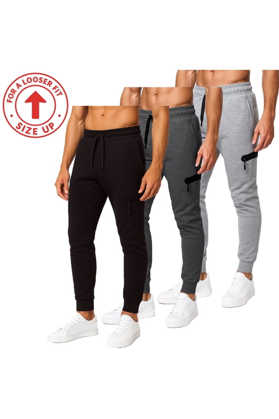 Men’s Tech Fleece Jogger Sweatpants (3 Pack) - Ideal for Training or Casual Wear