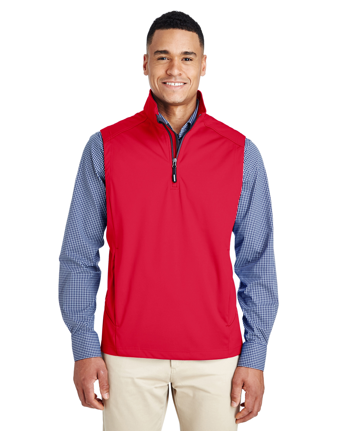 Men's Techno Lite Three-Layer Knit Tech-Shell Quarter-Zip Vest - CLASSIC RED - S - image 1 of 3