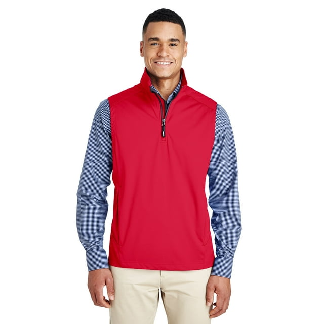 Men's Techno Lite Three-Layer Knit Tech-Shell Quarter-Zip Vest - CLASSIC RED - S
