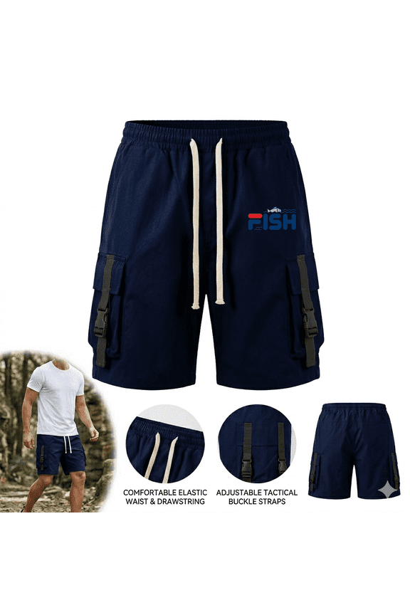 Men's Techwear Cargo Shorts Casual Tactical Outdoor Shorts with Quick-Release Buckle Straps Elastic Waist Drawstring Multi-Pocket Gorpcore Streetwear Shorts
