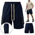 thumbnail image 1 of Men's Techwear Cargo Shorts Tactical Streetwear Summer Casual Shorts with Elastic Waist Drawstring and Buckle Pockets, 1 of 8