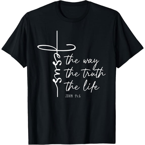 Men's Tee Christian Worship Jesus The Way Truth Life T-Shirt T-Shirt, Comfortable Breathable Soft Tee, Men's 100% Cotton Graphic T-Shirt 180gsm