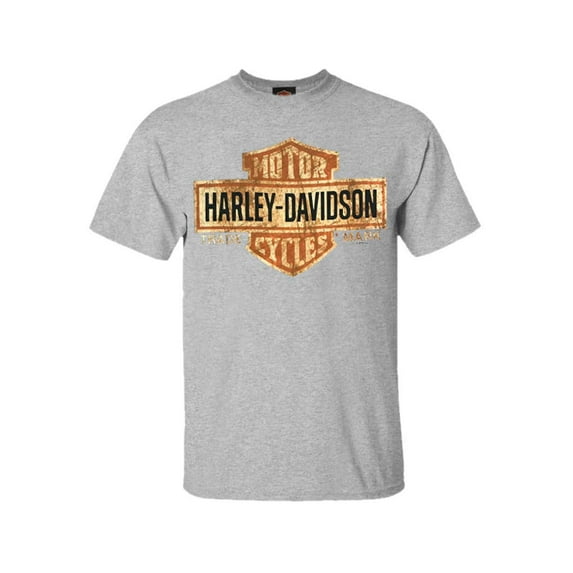 Men's Tee, Distressed Bar & Shield T-Shirt, Gray 30296597, Harley Davidson