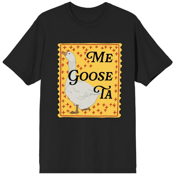 Duck in Yellow Frame w/ Black Lettering on Black Short Sleeve Adult T-Shirt-Small