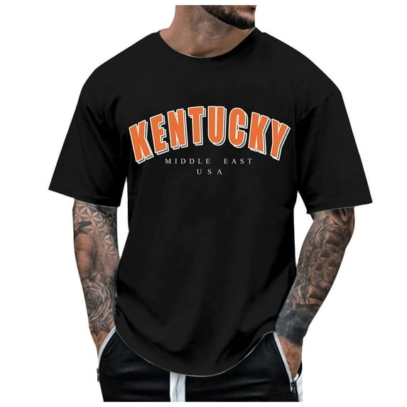 Men's Tee Shirts Kentucky Printed Oversized Trendy Tshirts Round Neck Short Sleeved T Shirt Fashion Versatile Pullover Tshirt