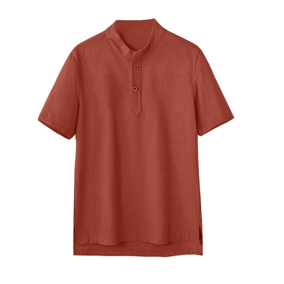 Men's Tee Shirts Short Sleeved Solid Color Henley Style Three Button V Neck T Shirt Sports Dailywear T-Shirt