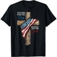 thumbnail image 1 of Men's Tee Stand for The Flag Kneel for The Cross Patriotic Faith T-Shirt, Comfortable Breathable Soft Tee, Men's 100% Cotton Graphic T-Shirt 180gsm, 1 of 5