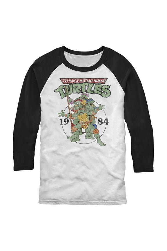 Men's Teenage Mutant Ninja Turtles 1984 Heroes Baseball Graphic Tee White/Black X Large