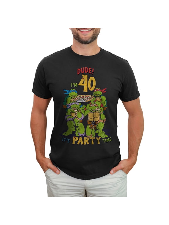 Men's Teenage Mutant Ninja Turtles 40th Birthday Pizza Party Graphic Tee Black Large