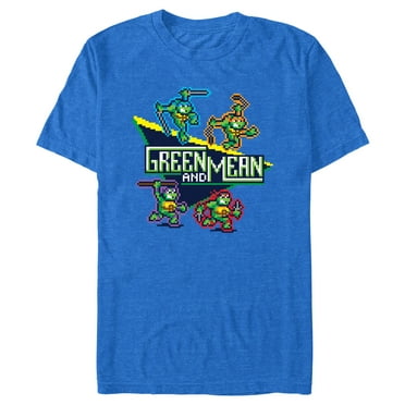 Men's Teenage Mutant Ninja Turtles 8-Bit Green and Mean  Graphic Tee Royal Blue Heather X Large