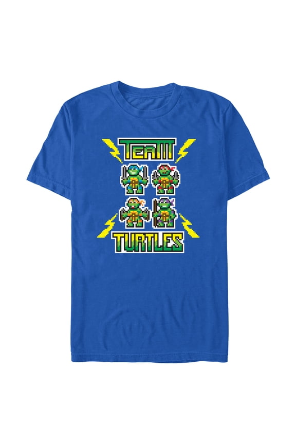 Men's Teenage Mutant Ninja Turtles 8-Bit Team Turtles  Graphic Tee Royal Blue Medium
