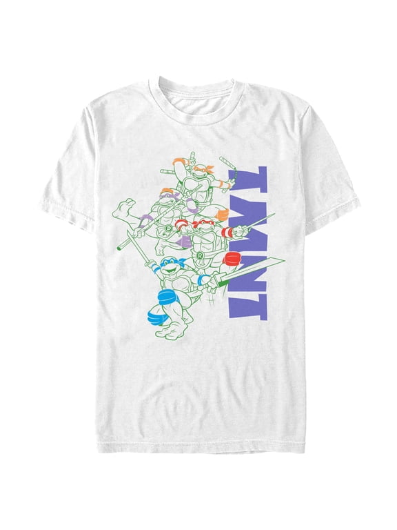 Men's Teenage Mutant Ninja Turtles Action Poses Sketch Graphic Tee White Large