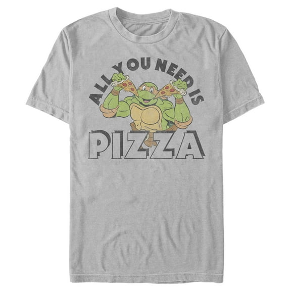Men's Teenage Mutant Ninja Turtles All You Need is Pizza Raphael  Graphic Tee Silver Small