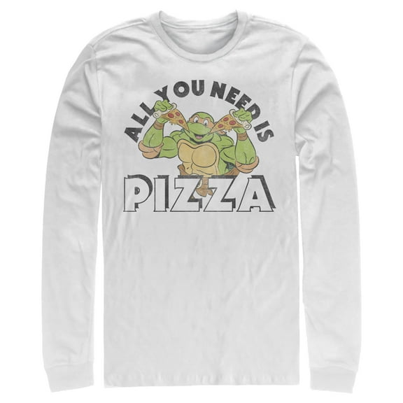 Men's Teenage Mutant Ninja Turtles All You Need is Pizza Raphael  Long Sleeve Shirt White 2X Large