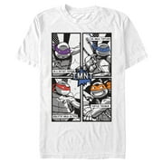 Men's Teenage Mutant Ninja Turtles Black and White Comic Book Graphic T-Shirt