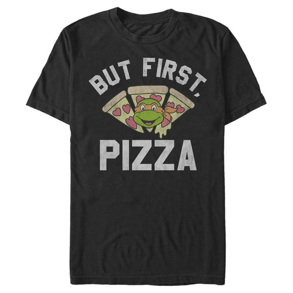 Men's Teenage Mutant Ninja Turtles But First Pizza Graphic Tee Black 2X Large