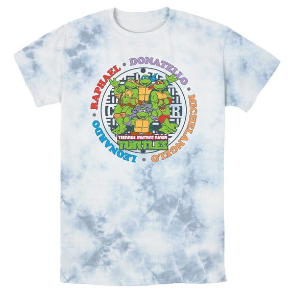 Men's Teenage Mutant Ninja Turtles Colorful Heroes Circle Graphic Tee White/Blue X Large
