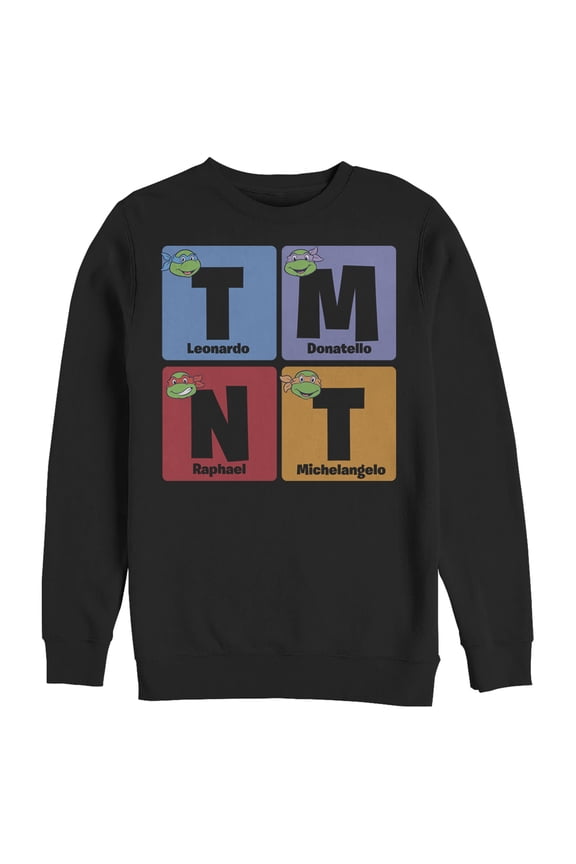 Men's Teenage Mutant Ninja Turtles Colorful Turtle Elements Sweatshirt Black 3X Large